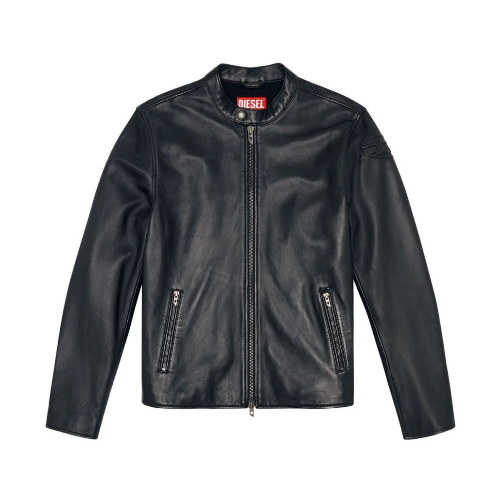 Diesel Svart Skinnjacka Black, Herr