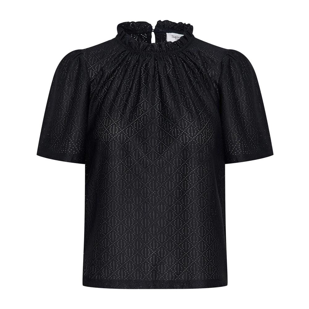 Saint Tropez Feminin Svart Volang Blus Black, Dam