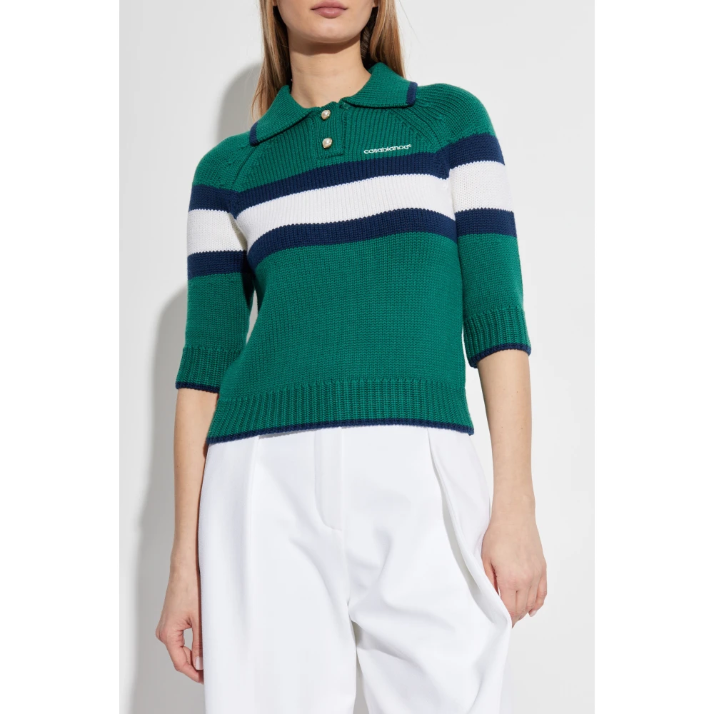 Casablanca Polo met geborduurd logo Green Dames