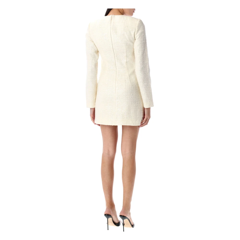 Self Portrait Crème Bouclé Diamanté Strik Mini Jurk Beige Dames