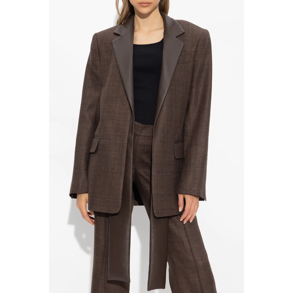 The Mannei Newport blazer met leren kraag Brown Dames