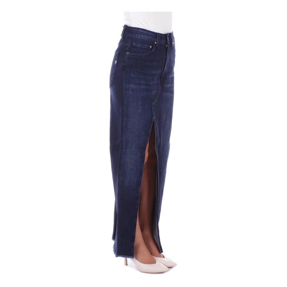 Dondup Studded Denim Rok Blue Dames