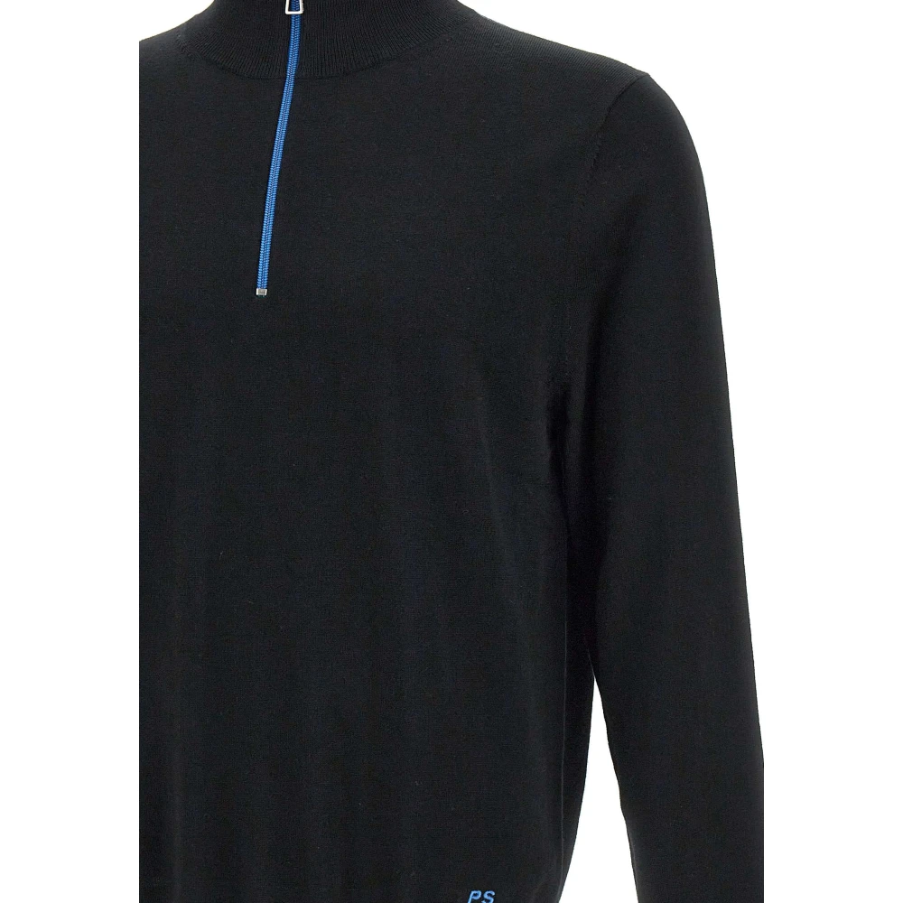 Paul Smith Merino wollen trui met ritssluiting kraag Black Heren