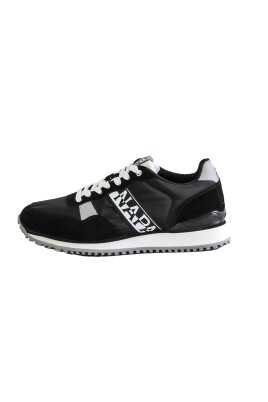 black-nylon-leather-running-sneakers