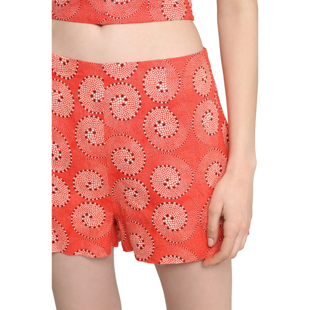 Staud Gedrukte Linnen Katoenen Shorts Red Dames