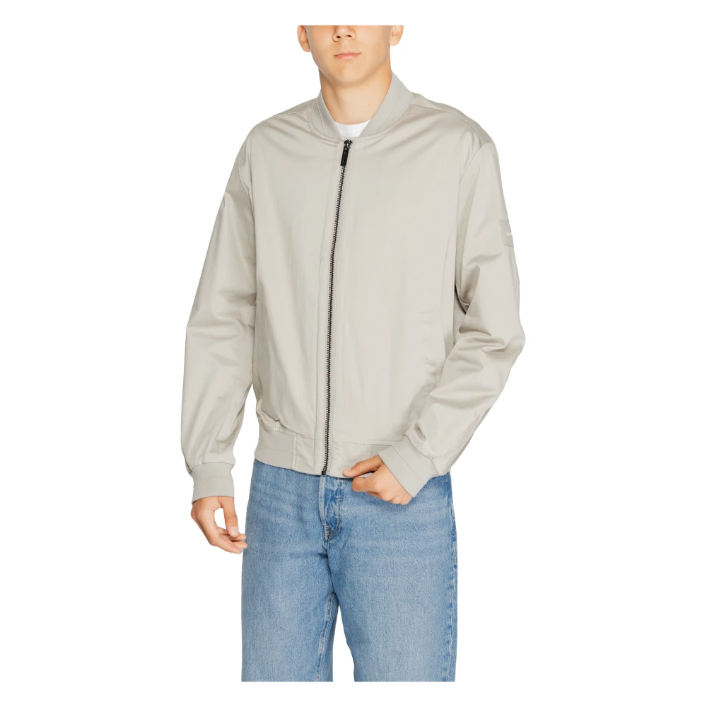 Calvin Klein Grijze Zip-Up Jas Mannen Herfst Winter Gray Heren