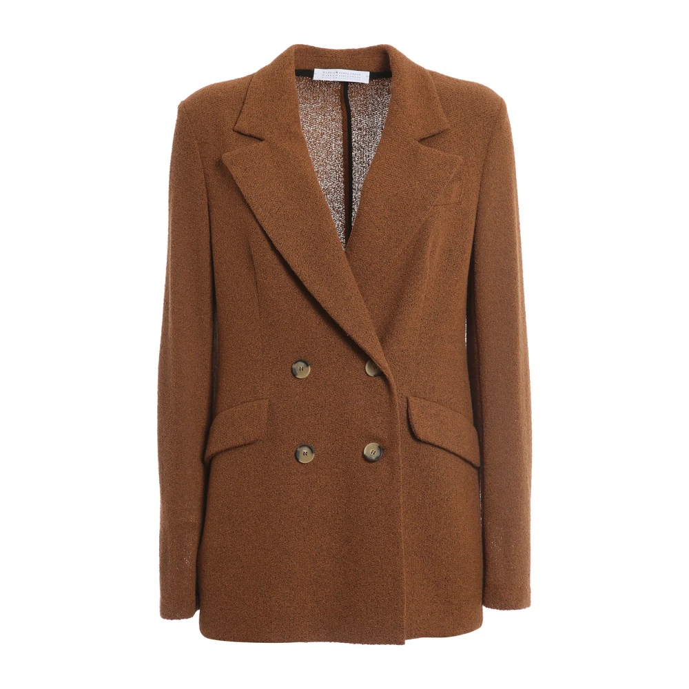 Harris Wharf London Bruin Katoen Polyester Jas Gemaakt in Italië Brown Dames