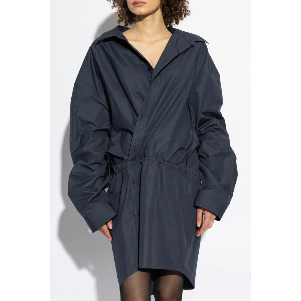 Balenciaga Katoenen Jurk met Draperie Blue Dames