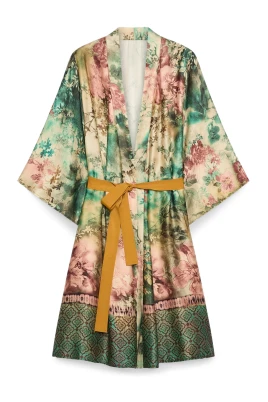 Kimono med tryck och bä