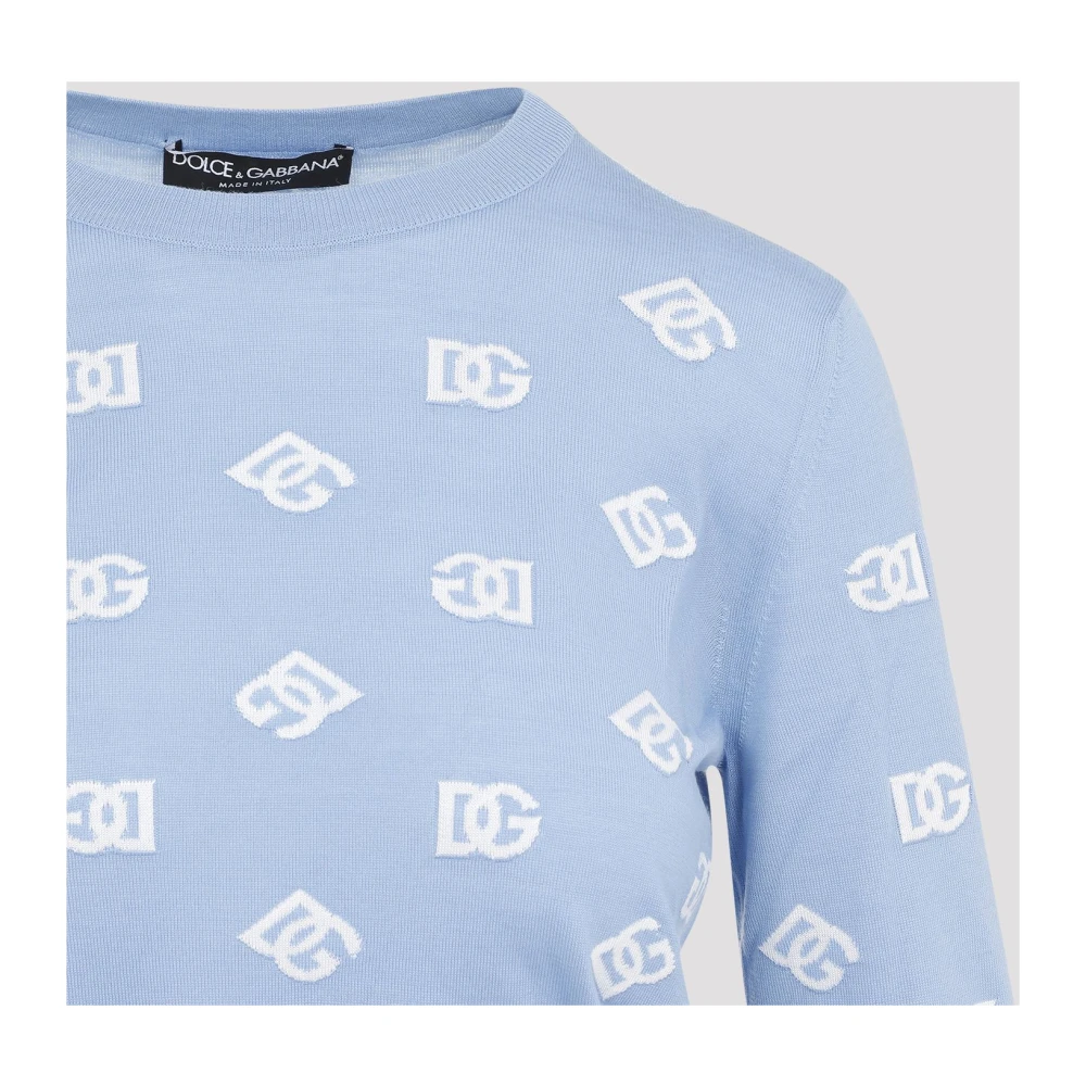 Dolce & Gabbana Logo Ingelegde Jumper Blue Dames
