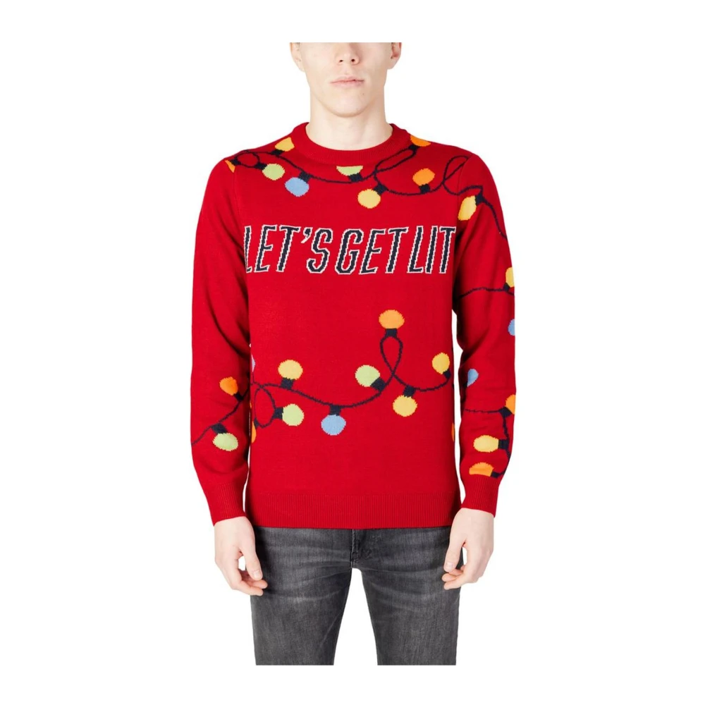 Only & Sons Herfst Winter Acryl Sweater Collectie Red Heren