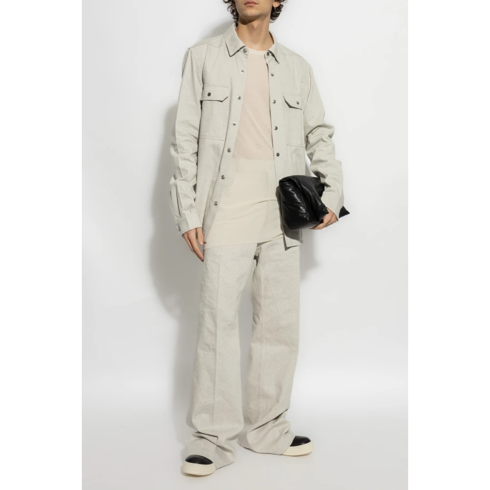 Rick Owens Geribbelde T-shirt Rib Beige Heren