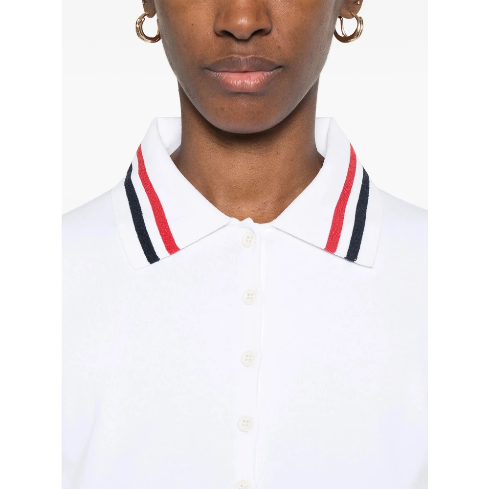 Thom Browne Witte Polo met Tricolor Strepen White Dames