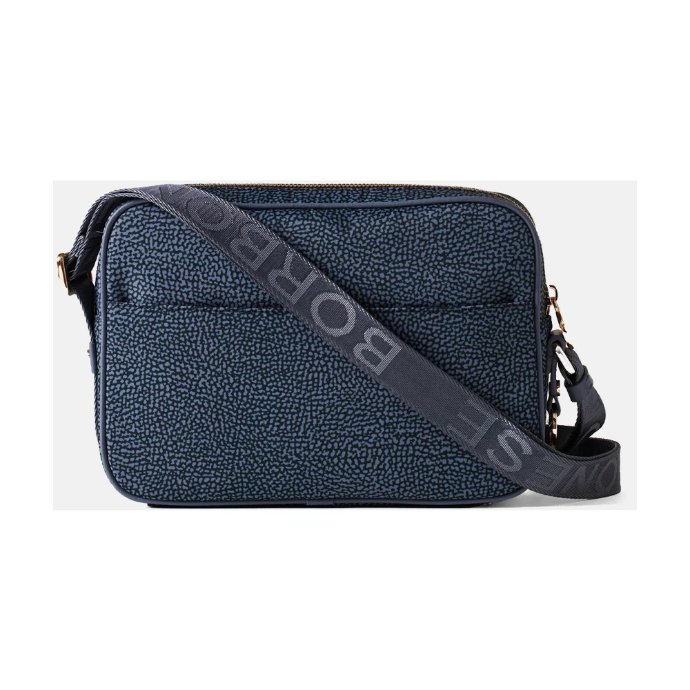 Borbonese Geometrische Eco Line Denim Schoudertas Blue Dames