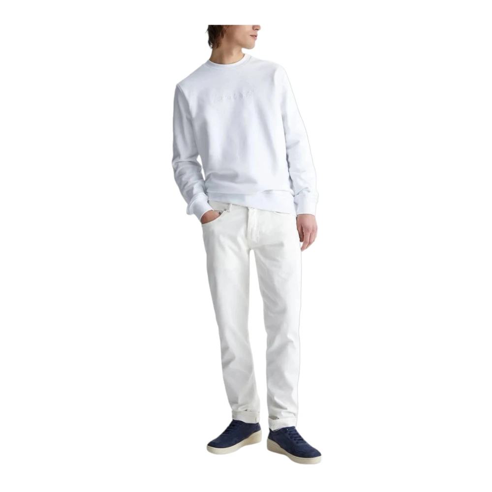 Liu Jo Mannen Crewjeans Sweatshirt met Ronde Hals White Heren