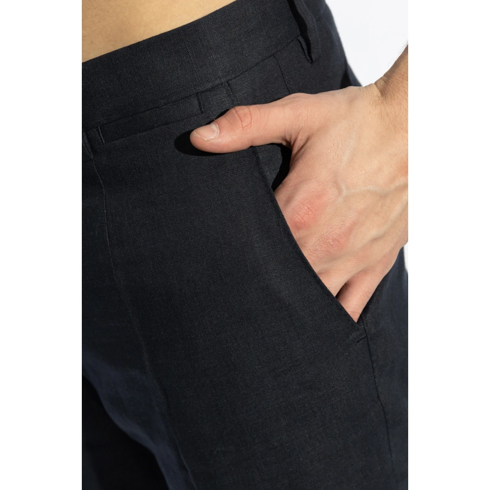 Dolce & Gabbana Linnen geplooide broek Blue Heren