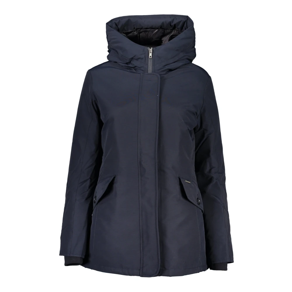 Woolrich Blauwe Hoodie met Rits en Knopen Blue Dames