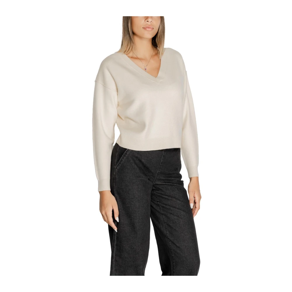 Vero Moda Witte V-hals Gebreide Trui White Dames