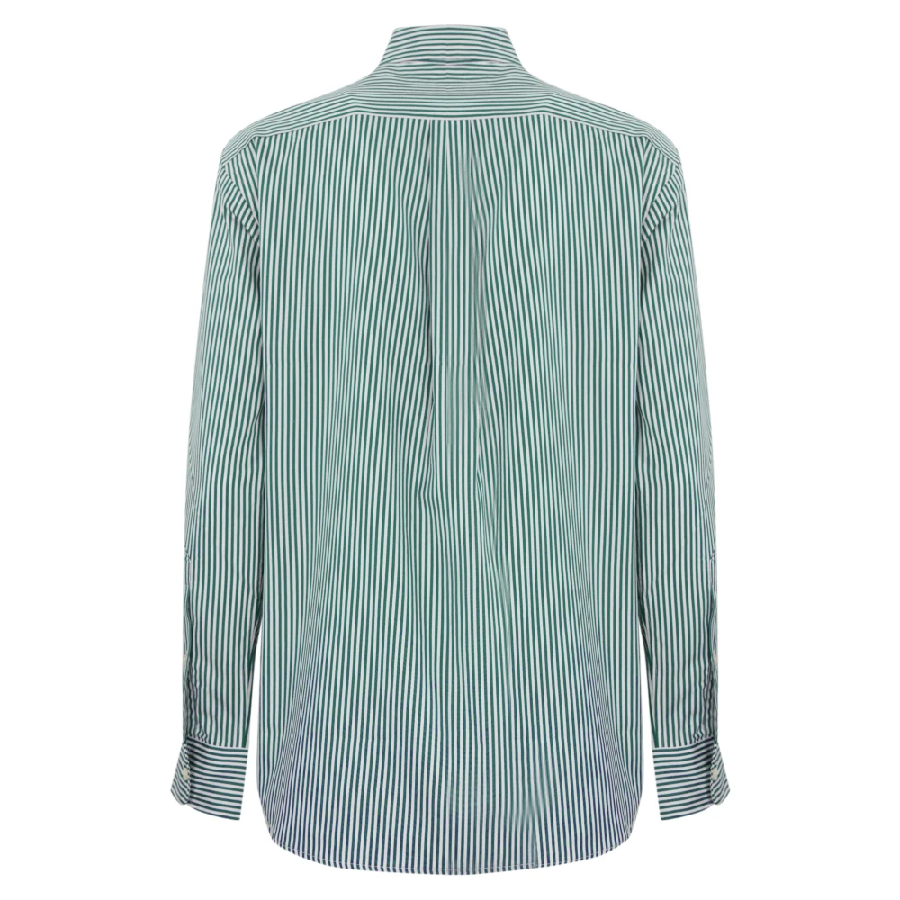 Polo Ralph Lauren Gestreept Katoenen Overhemd Groen Wit Green Dames