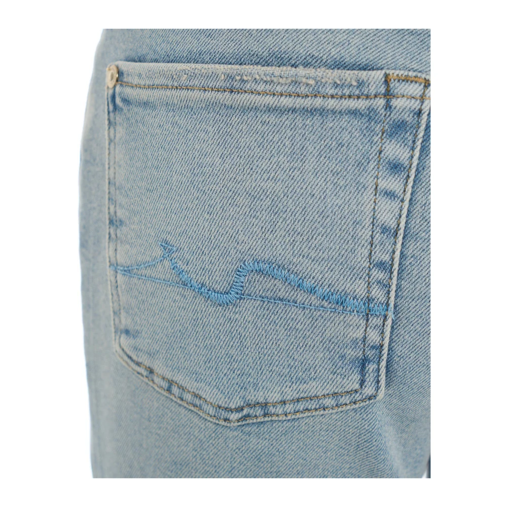 7 For All Mankind Gewassen Jeans met Logo Details Blue Dames