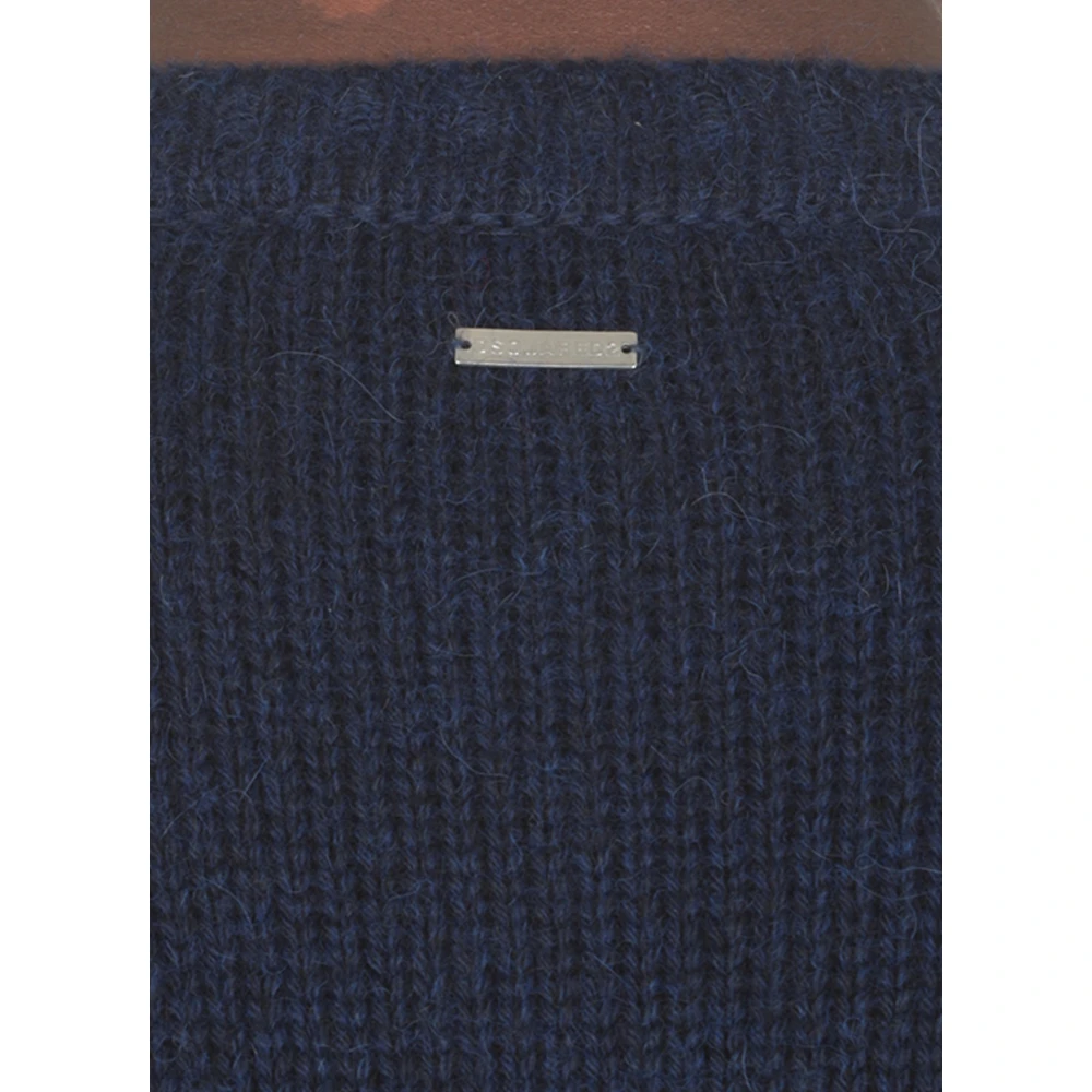 Dsquared2 Blauwe Alpaca Sweater Ronde Hals Lange Mouwen Blue Heren