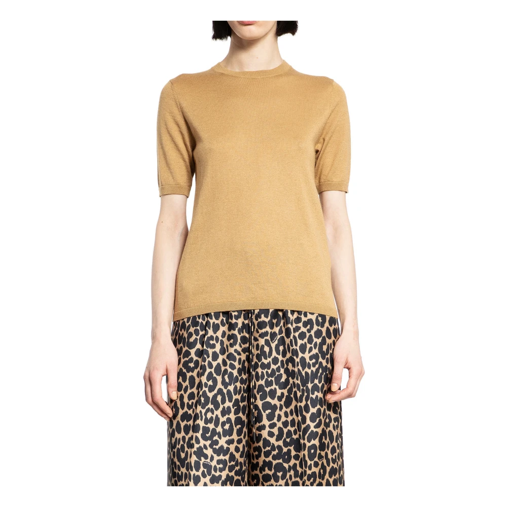 Max Mara Beige Crewneck Korte Mouw Sweater Beige Dames