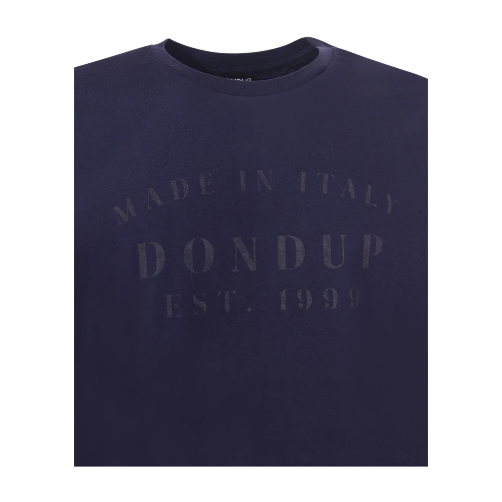 Dondup Blauw Crew-neck T-shirt met Logo Blue Heren