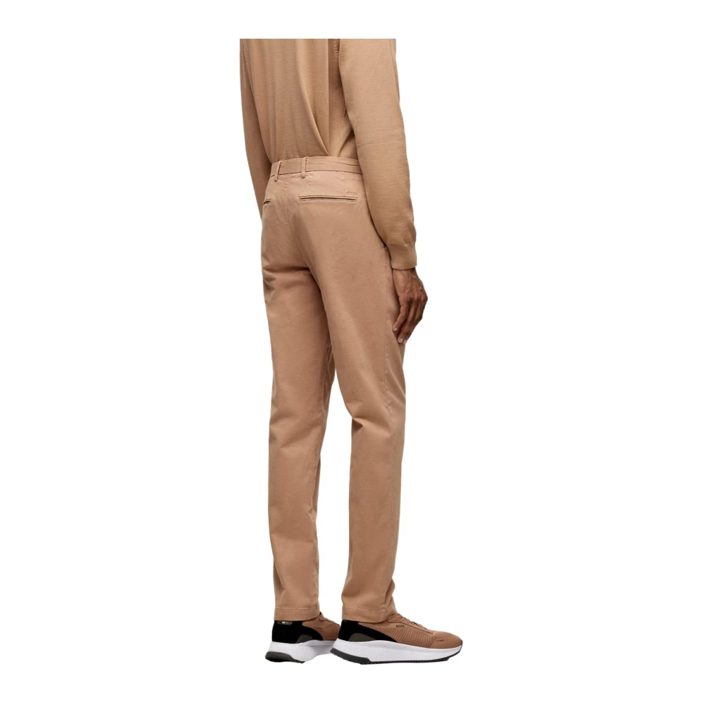 Hugo Boss Slim Fit Gabardine Katoenen Chino's Beige Heren