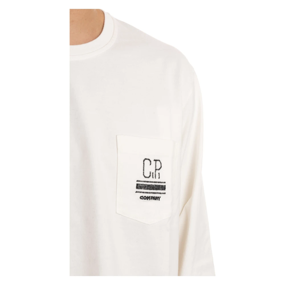 C.P. Company Witte Gekamd Katoenen T-shirt met Logo White Heren