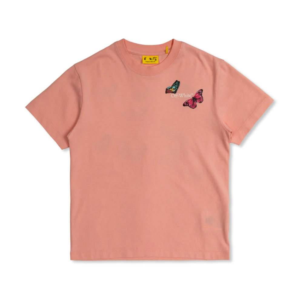 Off White T-shirt med färgglatt tryck Pink, Unisex