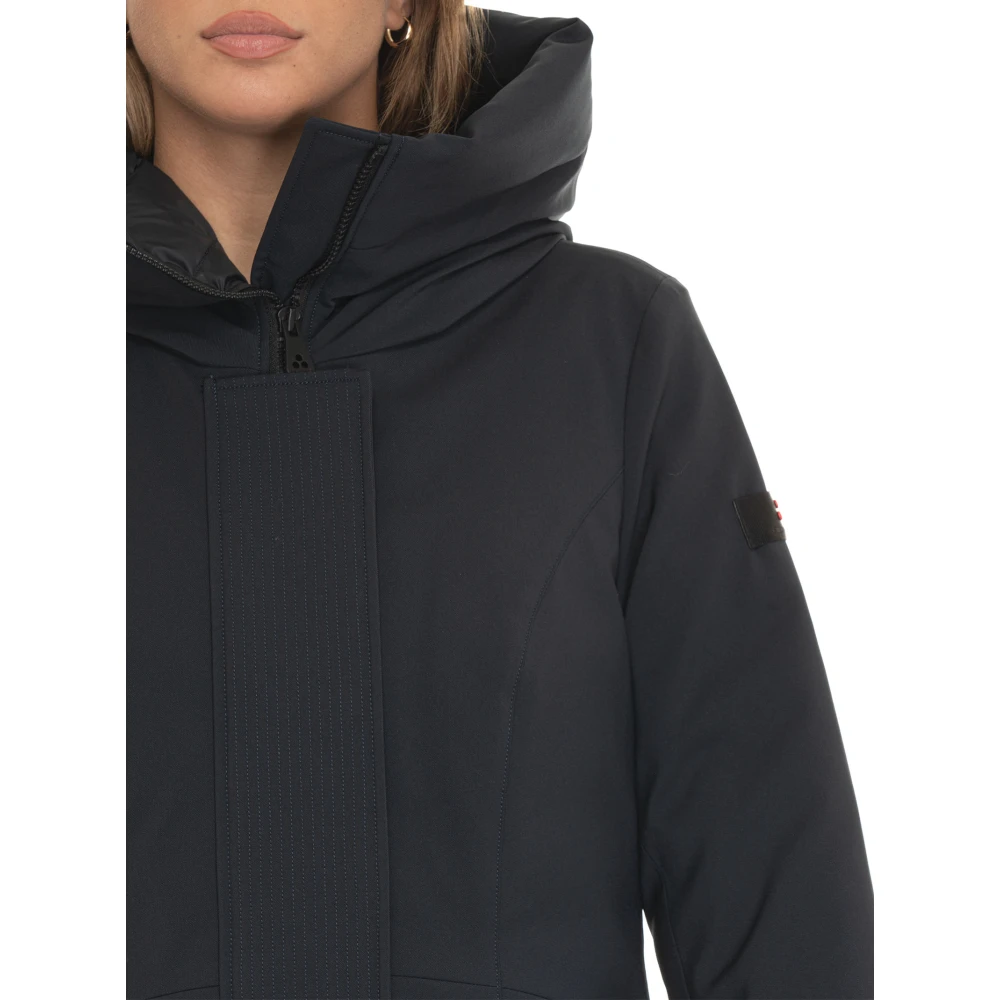 Peuterey Lange donsjas met vaste capuchon Blue Dames