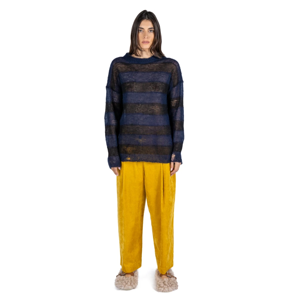 Phisique du Role Gestreepte Mohair Wol Trui Black Dames
