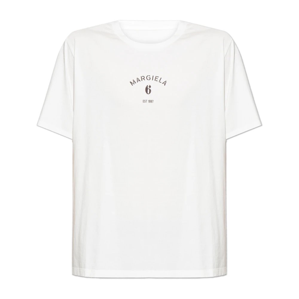 Mm6 Maison Margiela Men's White T-Shirts, Xl, Logo T-Shirt