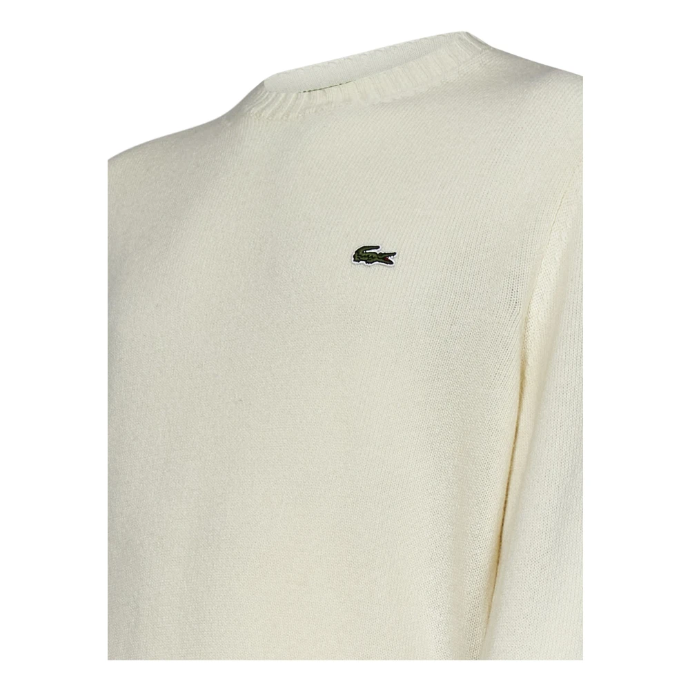 Lacoste Witte wollen trui met ronde hals Beige Heren