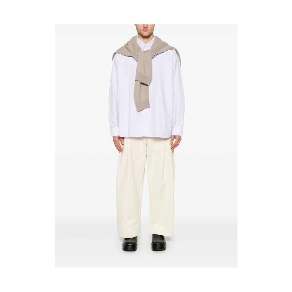 Studio Nicholson Ecru Broek met Riem en Zakken Beige Heren