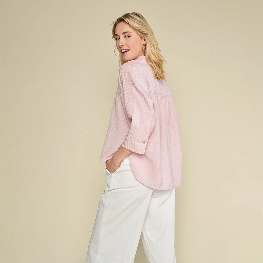 Marie Méro Roze Oversized Blouse met Wafelstructuur Pink Dames