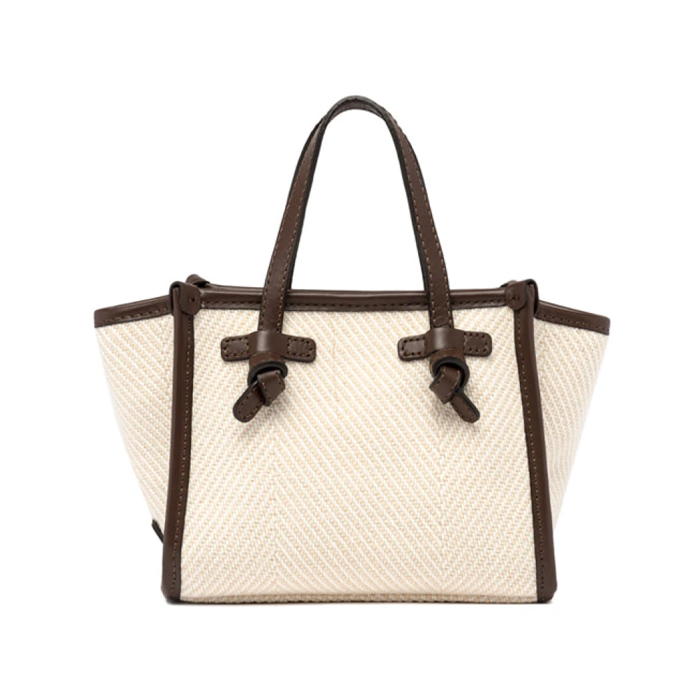 Gianni Chiarini Stijlvolle tweed en leren clutch Beige Dames