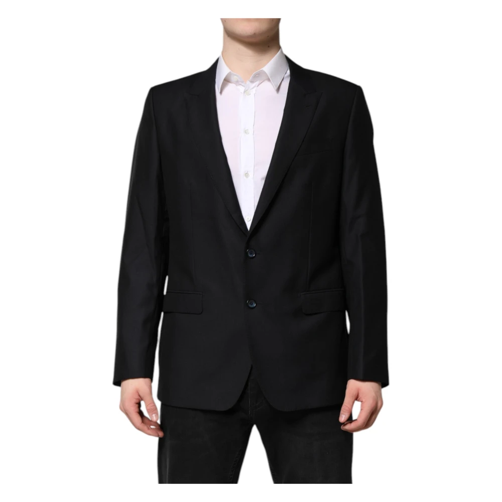 Dolce & Gabbana Men's Dark/Blue Martini Wool Blazer Coat
