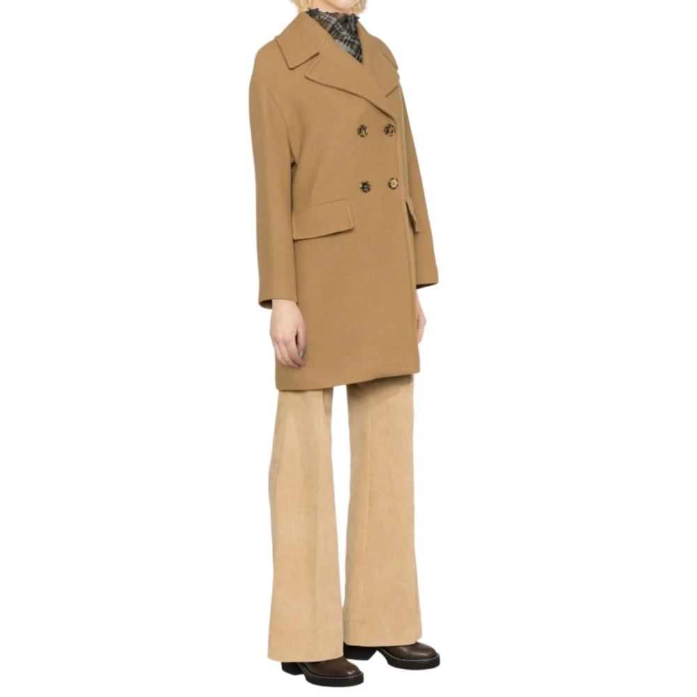 pinko Kameelkleurige Wollen Jas Brown Dames
