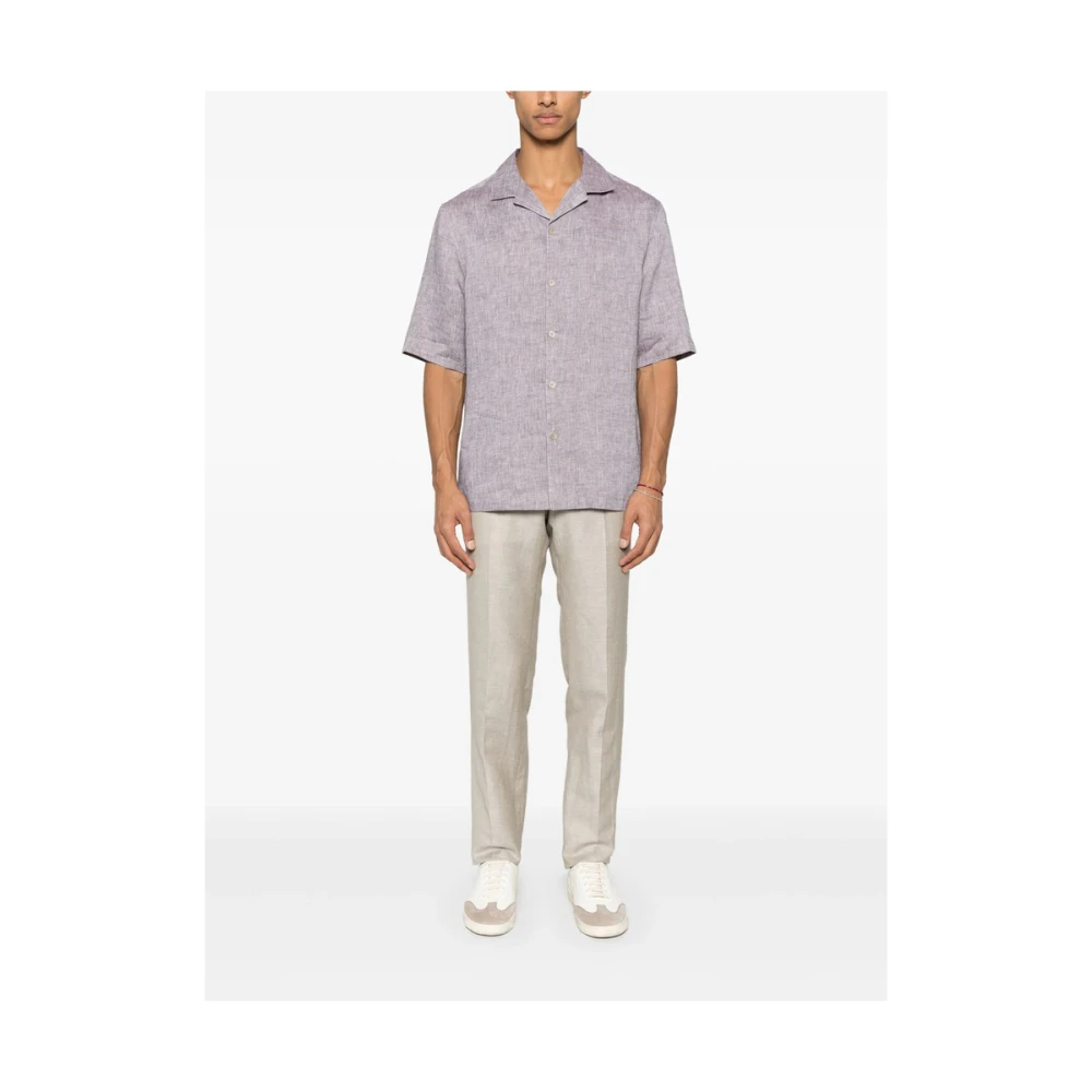 BRUNELLO CUCINELLI Taupe Bruine Camp Collar Overhemd Brown Heren