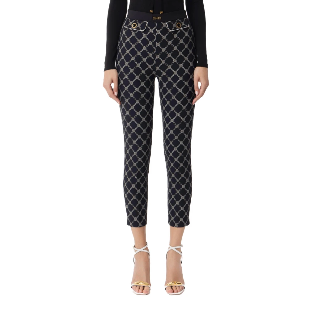 Elisabetta Franchi Crepe broek met diamantprint Multicolor Dames