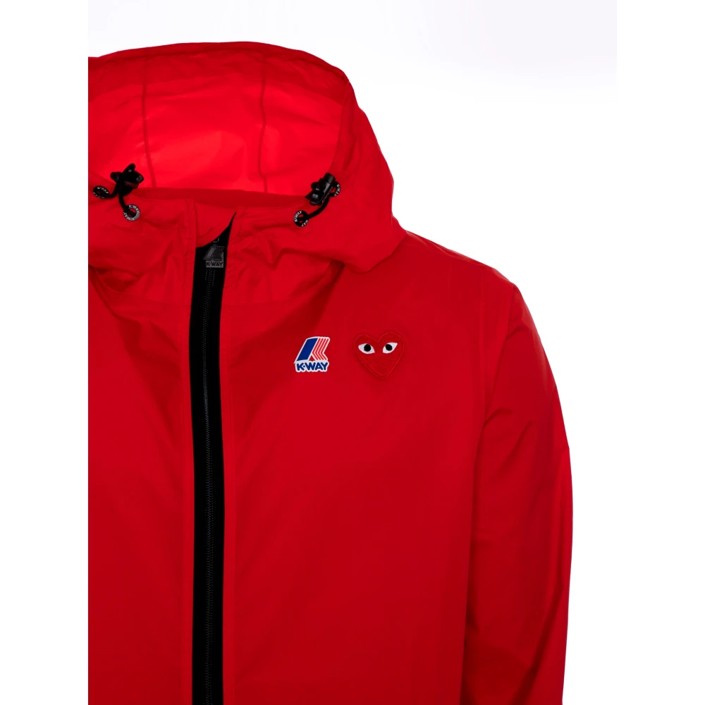 Comme des Garçons Play Volledige Rits Hoodie Regenjas Red Heren