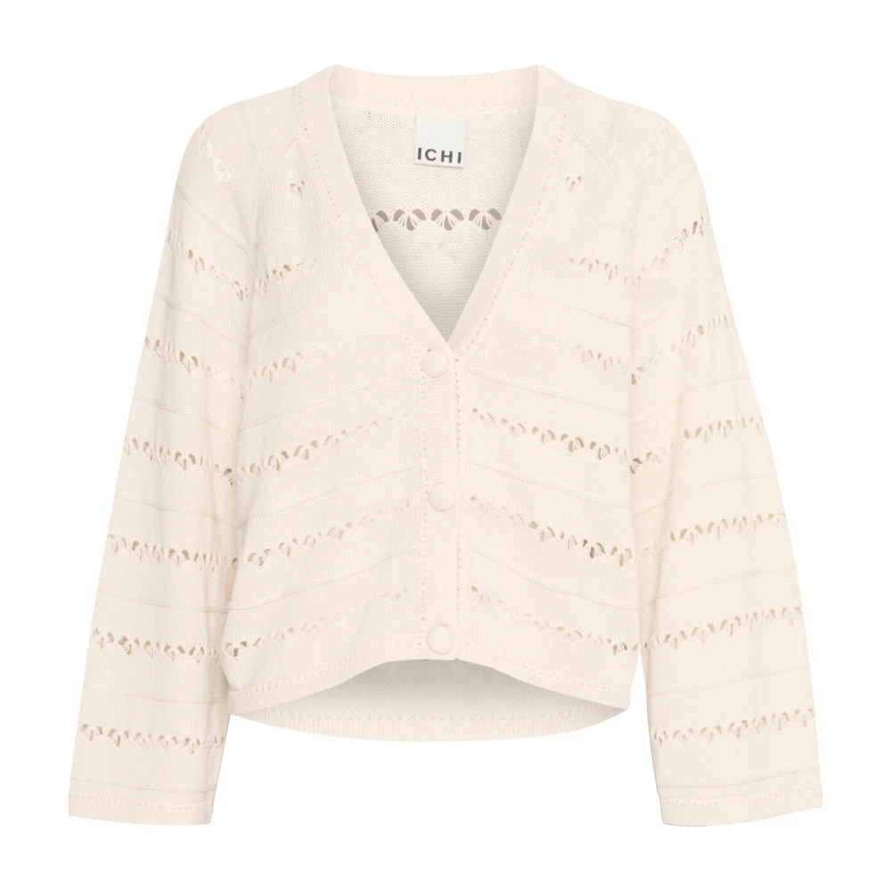 Ichi Vrouwelijke Gebreide Trui met V-Hals Beige Dames