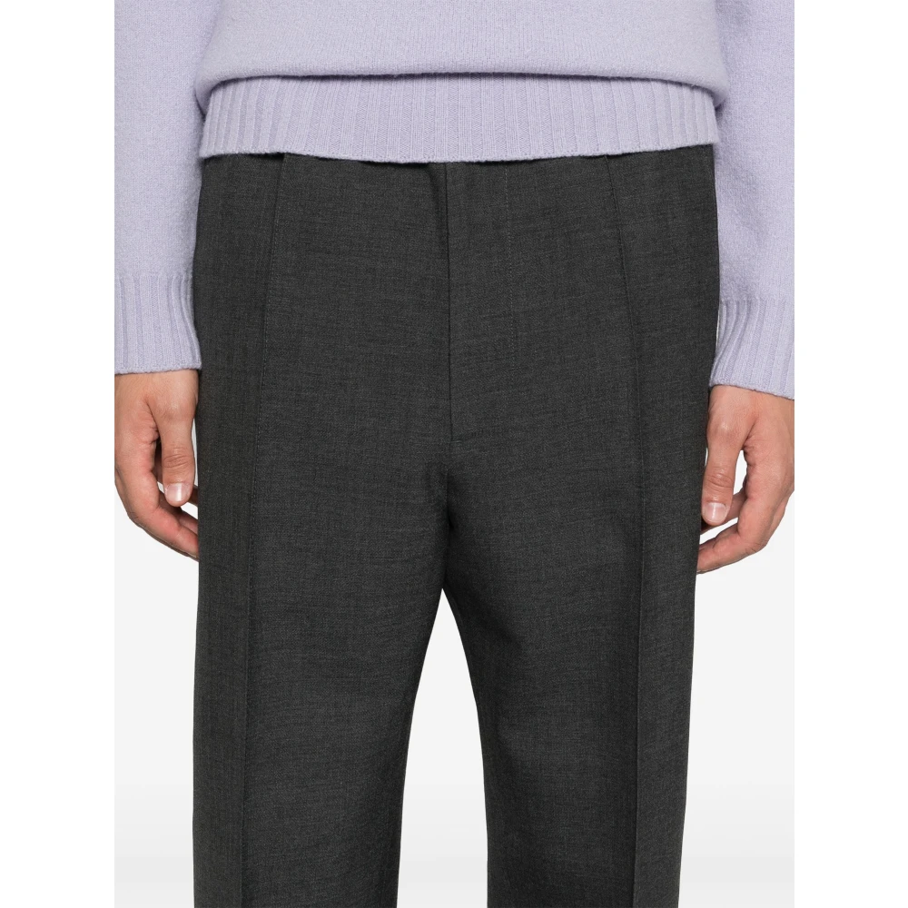 Lanvin Luxe Wol Tapered Broek Gray Heren