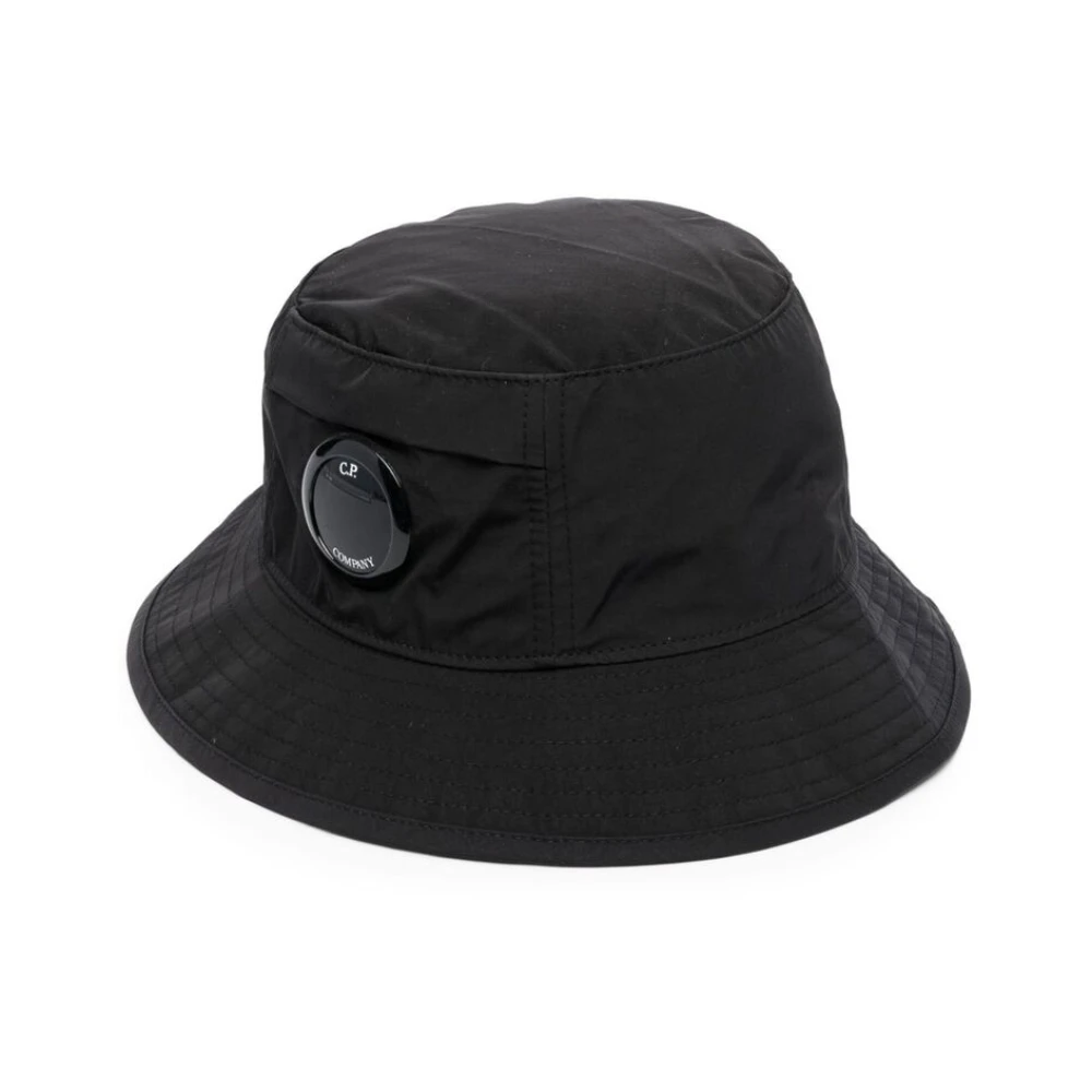 C.P. Company Zwarte Lens Detail Brede Rand Hoed Black Heren