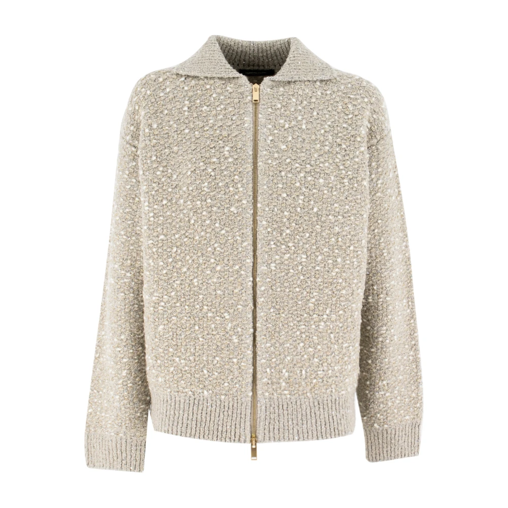 Fabiana Filippi Gouden Rits Tweed Cardigan Gray Dames