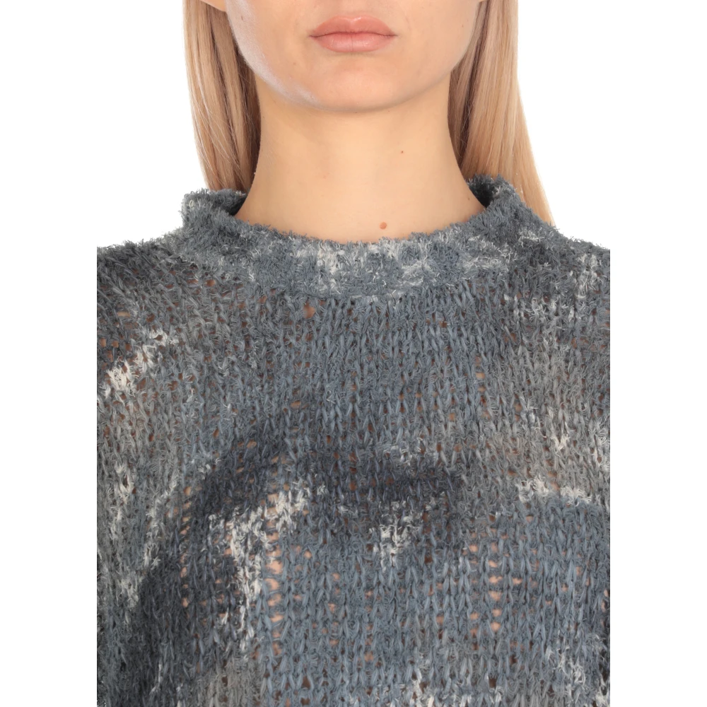 Avant Toi Blauwe Katoenen Trui met Contrasterend Patroon Blue Dames