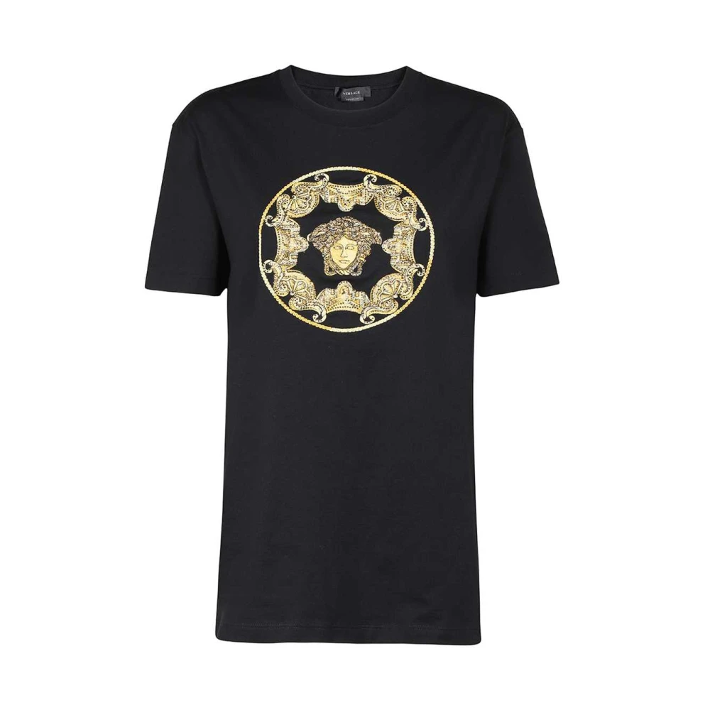 Versace Katoenen T-shirt met logo Black Heren