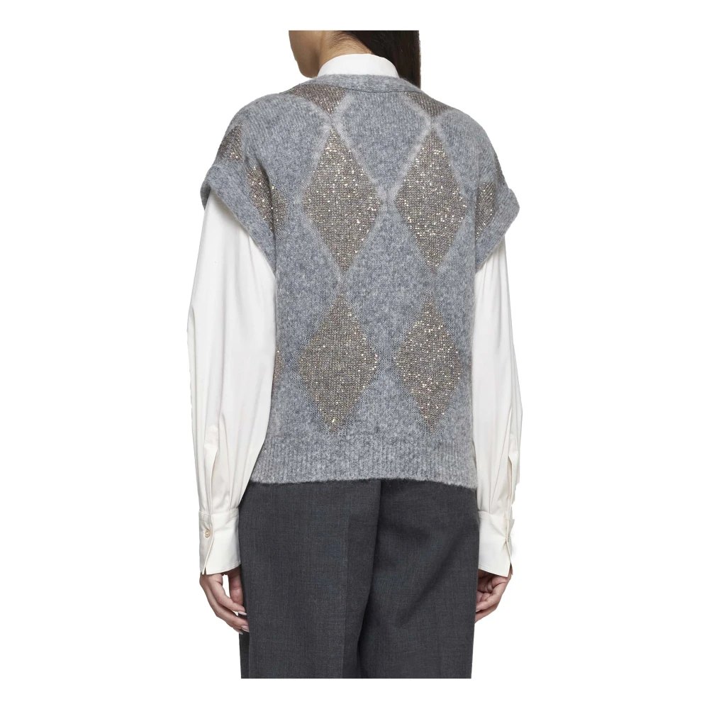 BRUNELLO CUCINELLI Argyle Wol Mohair Vest Multicolor Dames