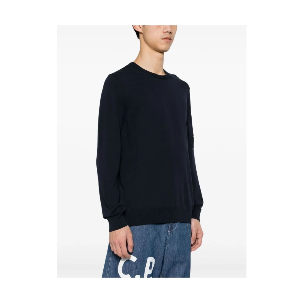 C.P. Company Navy Blauwe Gebreide Trui met Ritssluiting Blue Heren